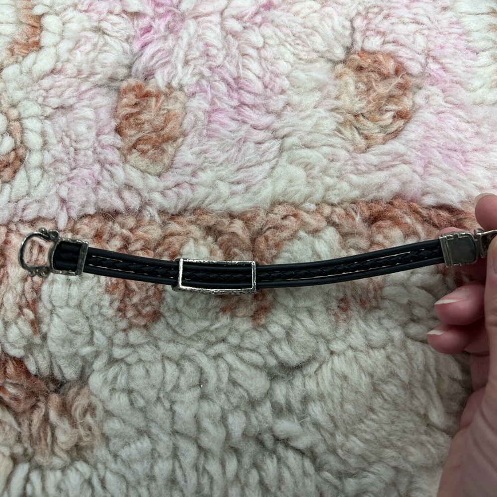 Silver Floral Medallion Leather Bracelet – 7.5” | Magnetic Clasp | Boho Chic - Picture 4 of 8